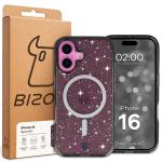 Carcasa Bizon SparklO cu MagSafe compatibila cu iPhone 16, Glitter Black 7 - lerato.ro