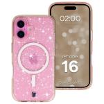 Carcasa Bizon SparklO cu MagSafe compatibila cu iPhone 16, Glitter Orange 3 - lerato.ro