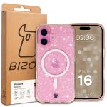 Carcasa Bizon SparklO cu MagSafe compatibila cu iPhone 16, Glitter Orange 7 - lerato.ro