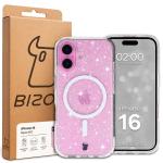 Carcasa Bizon SparklO cu MagSafe compatibila cu iPhone 16, Glitter Clear 7 - lerato.ro