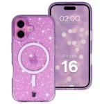 Carcasa Bizon SparklO cu MagSafe compatibila cu iPhone 16, Glitter Purple 3 - lerato.ro