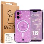Carcasa Bizon SparklO cu MagSafe compatibila cu iPhone 16, Glitter Purple 7 - lerato.ro