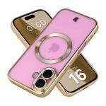 Carcasa cu protectie pentru camera Bizon GuardO cu MagSafe compatibila cu iPhone 16, Clear / Gold 3 - lerato.ro