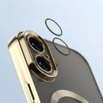 Carcasa cu protectie pentru camera Bizon GuardO cu MagSafe compatibila cu iPhone 16, Clear / Gold 4 - lerato.ro