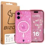 Carcasa Bizon SparklO cu MagSafe compatibila cu iPhone 16, Glitter Pink 7 - lerato.ro