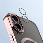 Carcasa cu protectie pentru camera Bizon GuardO cu MagSafe compatibila cu iPhone 16, Transparent / Roz 4 - lerato.ro