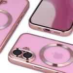 Carcasa cu protectie pentru camera Bizon GuardO cu MagSafe compatibila cu iPhone 16, Transparent / Roz 5 - lerato.ro