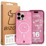 Carcasa Bizon SparklO cu MagSafe compatibila cu iPhone 16 Pro Max, Glitter Pink 7 - lerato.ro
