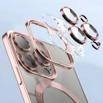 Carcasa cu protectie pentru camera Bizon GuardO cu MagSafe compatibila cu iPhone 16 Pro Max, Transparent / Roz 4 - lerato.ro