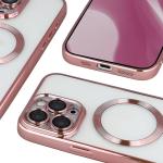 Carcasa cu protectie pentru camera Bizon GuardO cu MagSafe compatibila cu iPhone 16 Pro Max, Transparent / Roz 5 - lerato.ro