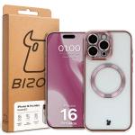 Carcasa cu protectie pentru camera Bizon GuardO cu MagSafe compatibila cu iPhone 16 Pro Max, Transparent / Roz 6 - lerato.ro