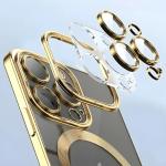 Carcasa cu protectie pentru camera Bizon GuardO cu MagSafe compatibila cu iPhone 16 Pro Max, Clear / Gold 4 - lerato.ro