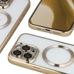Carcasa cu protectie pentru camera Bizon GuardO cu MagSafe compatibila cu iPhone 16 Pro Max, Clear / Gold 5 - lerato.ro