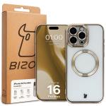 Carcasa cu protectie pentru camera Bizon GuardO cu MagSafe compatibila cu iPhone 16 Pro Max, Clear / Gold 6 - lerato.ro