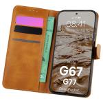 Husa flip cover Bizon Pocket compatibila cu Motorola Moto G67 5G / G77 5G, Maro 3 - lerato.ro