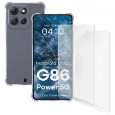 Kit protectie 3 in 1 BizonMobile Clear Pack, Carcasa Bizon Salpa si 2 folii Bizon Glass Hydrogel, compatibil cu Motorola Moto G86 Power 5G, Transparent