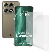 Kit protectie 3 in 1 BizonMobile Clear Pack, Carcasa Bizon Salpa si 2 folii Bizon Glass Hydrogel, compatibil cu Motorola Signature, Transparent