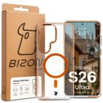 Carcasa Bizon Marco compatibila cu Samsung Galaxy S26 Ultra, Transparent / Portocaliu 11 - lerato.ro