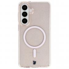 Carcasa Bizon SparklO cu MagSafe compatibila cu Samsung Galaxy S26 Plus, Glitter Orange