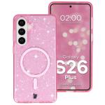 Carcasa Bizon SparklO cu MagSafe compatibila cu Samsung Galaxy S26 Plus, Glitter Pink 3 - lerato.ro