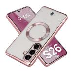 Carcasa cu protectie pentru camera Bizon GuardO cu MagSafe compatibila cu Samsung Galaxy S26 Plus, Transparent / Roz 3 - lerato.ro