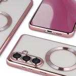 Carcasa cu protectie pentru camera Bizon GuardO cu MagSafe compatibila cu Samsung Galaxy S26 Plus, Transparent / Roz 5 - lerato.ro