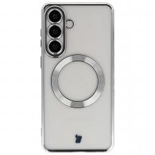 Carcasa cu protectie pentru camera Bizon GuardO cu MagSafe compatibila cu Samsung Galaxy S26 Plus, Clear / Silver