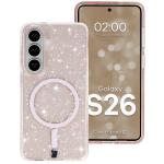 Carcasa Bizon SparklO cu MagSafe compatibila cu Samsung Galaxy S26, Glitter Orange 3 - lerato.ro