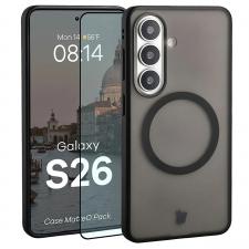 Huse si carcase Samsung , Kit protectie 2 in 1 BizonMobile, Carcasa Bizon MatteO si Folie sticla securizata Bizon Glass Edge, compatibil cu Samsung Galaxy S26, Negru, lerato.ro