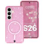 Carcasa Bizon SparklO cu MagSafe compatibila cu Samsung Galaxy S26, Glitter Pink 3 - lerato.ro