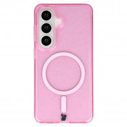 Carcasa Bizon SparklO cu MagSafe compatibila cu Samsung Galaxy S26, Glitter Pink
