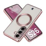 Carcasa cu protectie pentru camera Bizon GuardO cu MagSafe compatibila cu Samsung Galaxy S26, Transparent / Roz 3 - lerato.ro