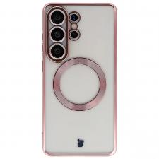 Huse si carcase Samsung , Carcasa cu protectie pentru camera Bizon GuardO cu MagSafe compatibila cu Samsung Galaxy S26 Ultra, Transparent / Roz, lerato.ro