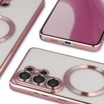 Carcasa cu protectie pentru camera Bizon GuardO cu MagSafe compatibila cu Samsung Galaxy S26 Ultra, Transparent / Roz 5 - lerato.ro