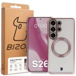 Carcasa cu protectie pentru camera Bizon GuardO cu MagSafe compatibila cu Samsung Galaxy S26 Ultra, Transparent / Roz 6 - lerato.ro