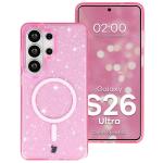 Carcasa Bizon SparklO cu MagSafe compatibila cu Samsung Galaxy S26 Ultra, Glitter Pink 3 - lerato.ro
