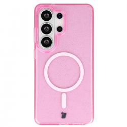 Carcasa Bizon SparklO cu MagSafe compatibila cu Samsung Galaxy S26 Ultra, Glitter Pink