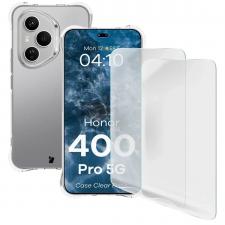 Huse si carcase Honor, Kit protectie 3 in 1 BizonMobile Clear Pack, Carcasa Bizon Salpa si 2 folii Bizon Glass Hydrogel, compatibil cu Honor 400 Pro, Transparent, lerato.ro