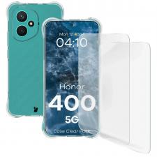 Kit protectie 3 in 1 BizonMobile Clear Pack, Carcasa Bizon Salpa si 2 folii Bizon Glass Hydrogel, compatibil cu Honor 400, Transparent