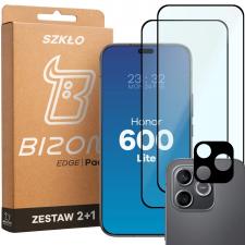 Folii protectie telefoane Honor, Set protectie 3in1 Bizon Glass Edge Pack, 2 folii sticla ecran + 1 folie sticla camera foto, compatibil cu Honor 600 Lite, Negru, lerato.ro