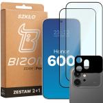 Set protectie 3in1 Bizon Glass Edge Pack, 2 folii sticla ecran + 1 folie sticla camera foto, compatibil cu Honor 600, Negru 2 - lerato.ro