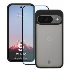 Kit protectie 2 in 1 BizonMobile, Carcasa Bizon Angelo si Folie sticla securizata Bizon Glass Edge, compatibil cu Google Pixel 9 / 9 Pro, Negru