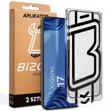 Set 2 folii sticla securizata Bizon Glass Aplikator Edge, Kit montare inclus, compatibile cu Xiaomi 17, Negru