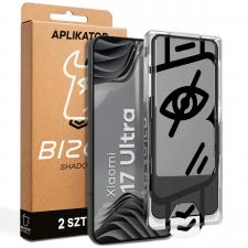 Folii protectie telefoane Xiaomi, Set 2 folii sticla securizata Bizon Glass Aplikator Shadow Privacy, Kit montare inclus, compatibile cu Xiaomi 17 Ultra, Negru, lerato.ro