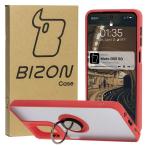Carcasa Bizon Hybrid Ring compatibila cu Motorola Moto G55, Rosu 3 - lerato.ro