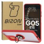 Carcasa Bizon Hybrid Ring compatibila cu Motorola Moto G05 / E15, Rosu 3 - lerato.ro
