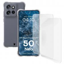 Kit protectie 3 in 1 BizonMobile Clear Pack, Carcasa Bizon Salpa si 2 folii Bizon Glass Clear Hydrogel, compatibil cu Motorola Edge 50 Neo, Transparent