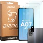 Set protectie 4in1 Bizon Glass Clear Pack, 3 folii sticla ecran + 1 folie sticla camera foto, compatibil cu Samsung Galaxy A07 4G, Transparent 2 - lerato.ro