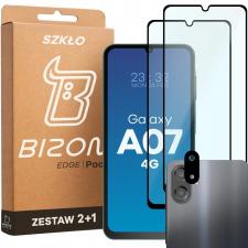 Set protectie 3in1 Bizon Glass Edge Pack, 2 folii sticla ecran + 1 folie sticla camera foto, compatibil cu Samsung Galaxy A07 4G, Negru