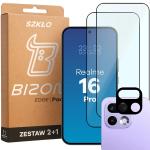 Set protectie 3in1 Bizon Glass Edge Pack, 2 folii sticla ecran + 1 folie sticla camera foto, compatibil cu Realme 16 Pro 5G, Negru 2 - lerato.ro